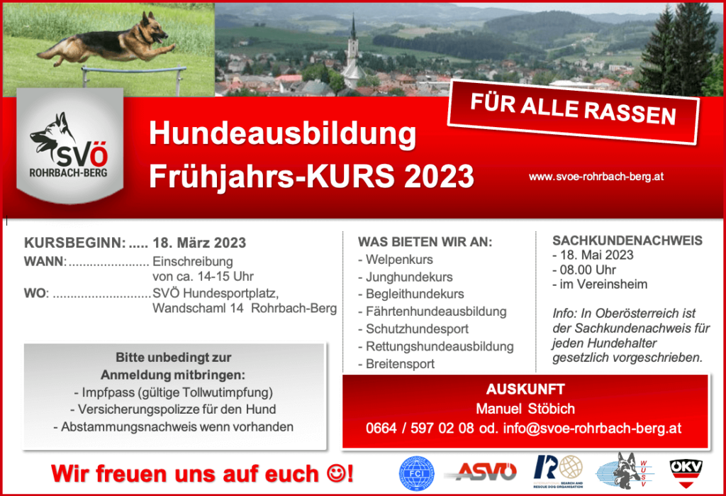 Ausbildungskurs Frühling 2023 - SVÖ Rohrbach-Berg